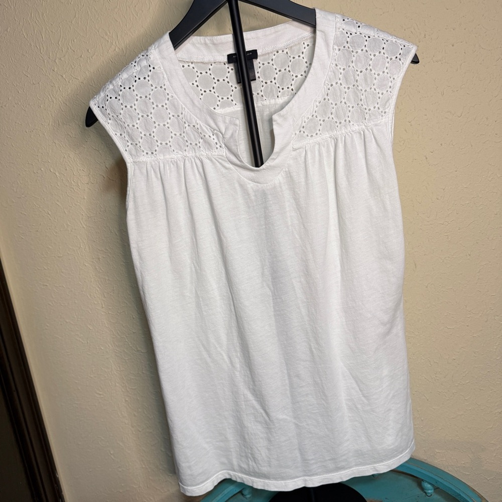 Ann Taylor White Eyelet Blouse XL